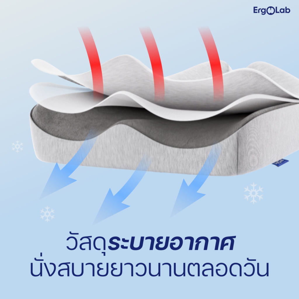 เบาะรองนั่ง ERGOLAB PRESSURE RELIEF SEAT CUSHION 48X40 ซม. สีเทา_5